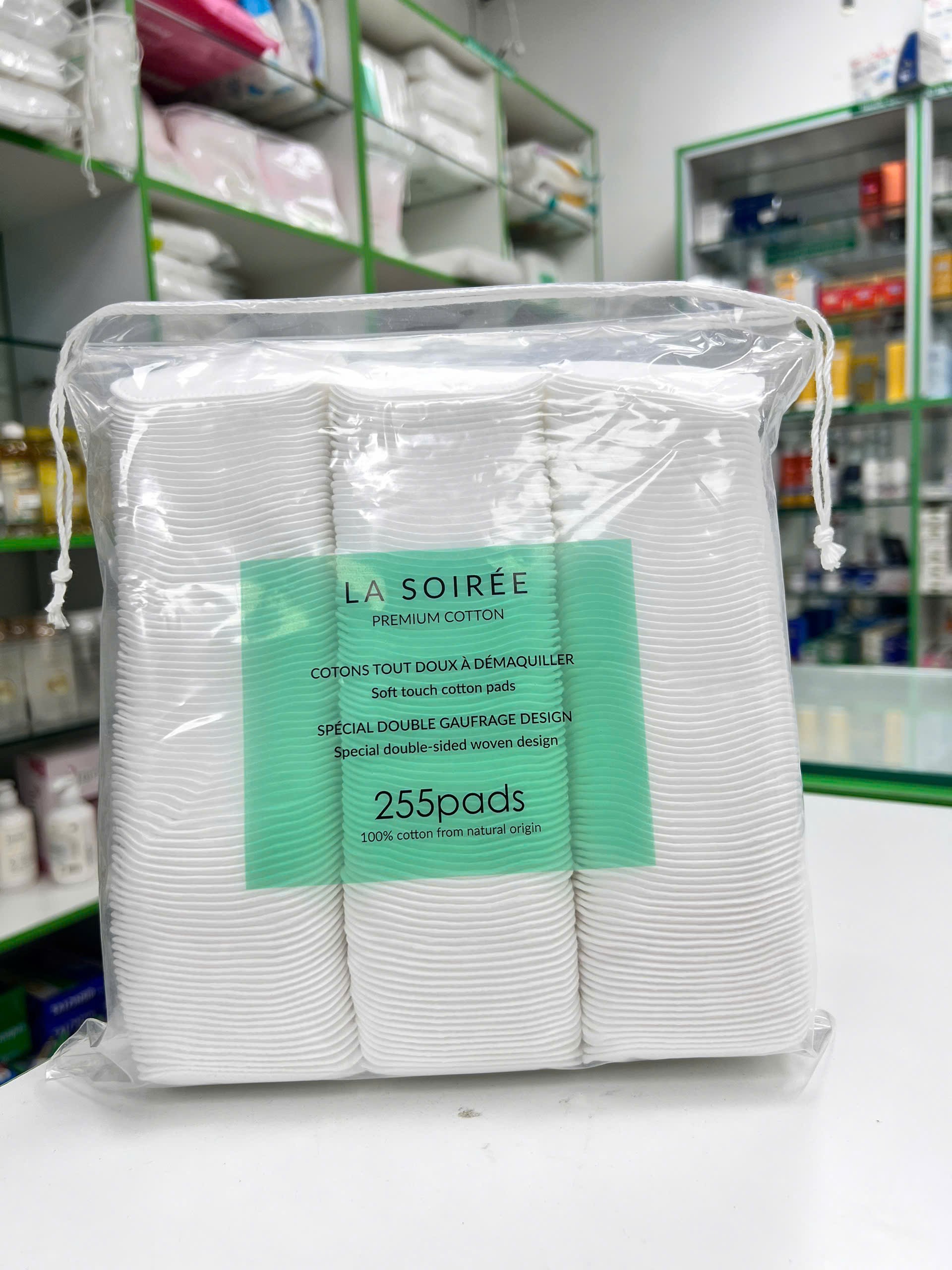 Gói 255 Miếng Bông Tẩy Trang Vuông Lasoisée 100% Cotton