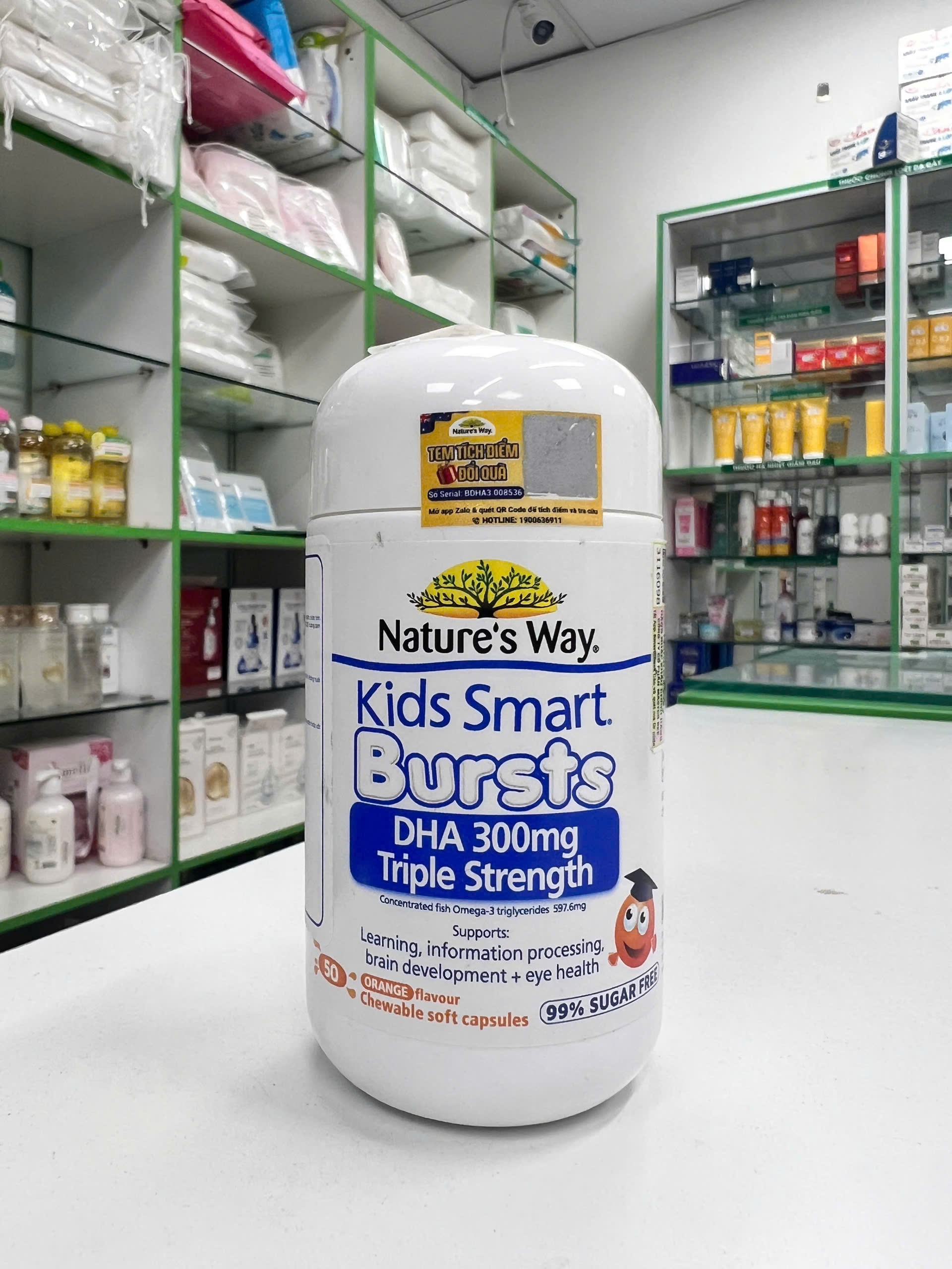 Nature's Way Kids Smart Bursts DHA 300mg Triple Strength viên bổ sung DHA cho trẻ